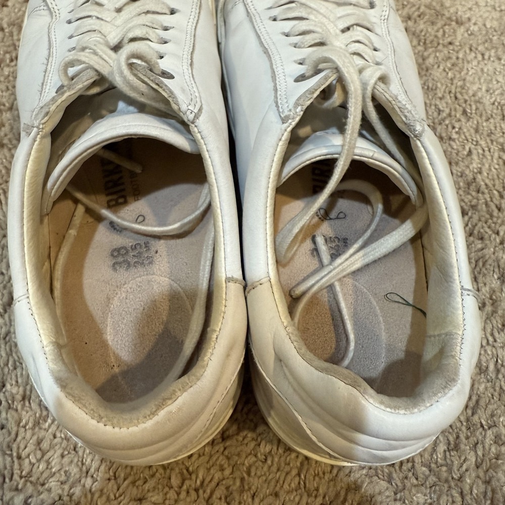 Birkenstock Bend Womens Size 7 White Leather Low Top Sneakers Comfort Cork Sole - Picture 5 of 8